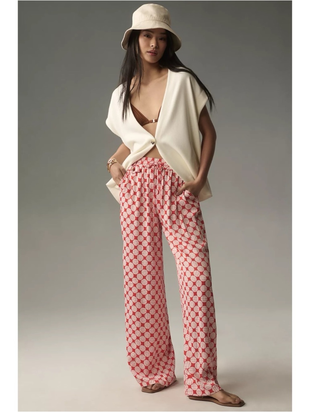 Maeve Straight-Leg Pull-On Print Pants